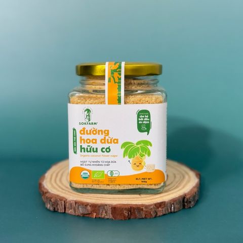Đường hoa dừa hữu cơ Sokfarm 160g dành cho bé - Organic coconut flowers sugar - hàng Việt.