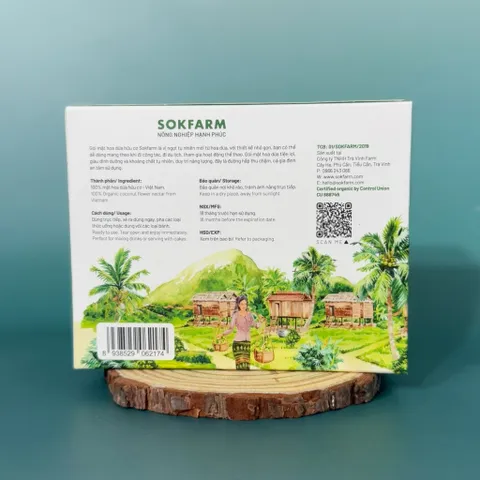 Mật hoa dừa cô đặc organic Sokfarm (hộp 15g x 12 gói) - Coconut flowers nectar - hàng Việt.