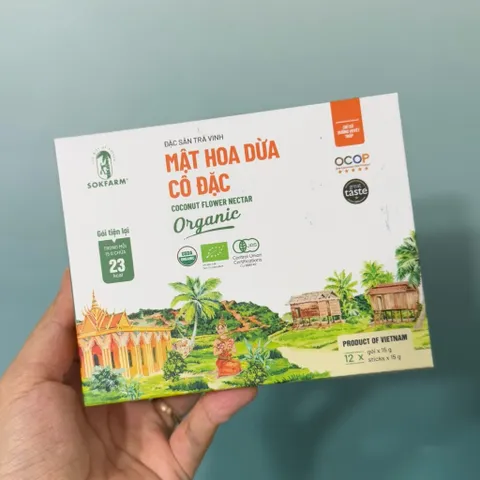 Mật hoa dừa cô đặc organic Sokfarm (hộp 15g x 12 gói) - Coconut flowers nectar - hàng Việt.