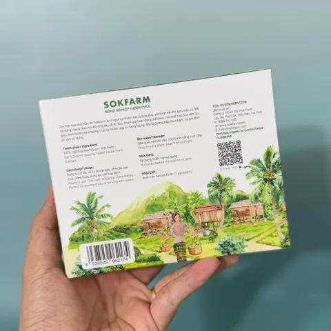 Mật hoa dừa cô đặc organic Sokfarm (hộp 15g x 12 gói) - Coconut flowers nectar - hàng Việt.