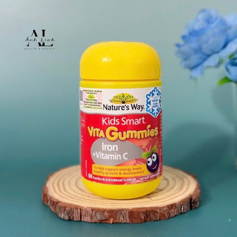 Kẹo dẻo bổ sung kẽm và vitamin C Nature's Way Kids Smart Vita Gummies Iron + Vitamin C 60 viên.