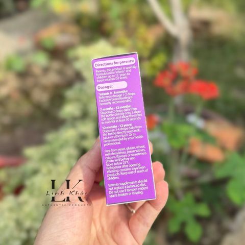Vitamin D3 dạng nước cho bé Nature's Way Kids Smart Infant Drops VD3 13ml.