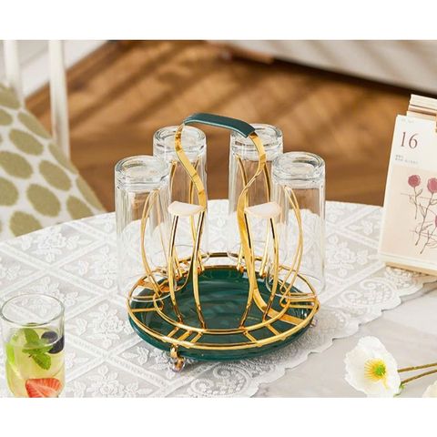 Khay úp cốc hình chữ nhật tuần lộc mạ vàng sang trọng (TH275)