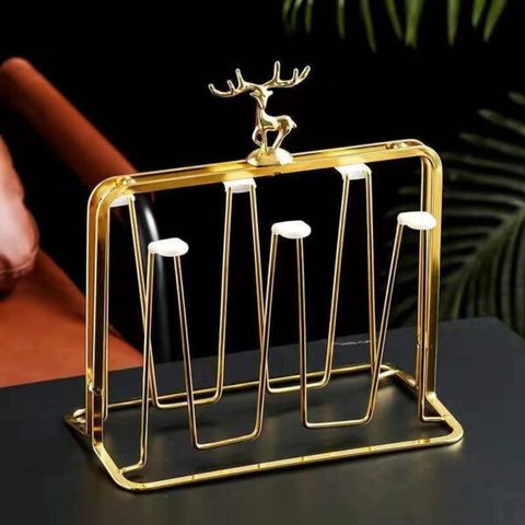 Khay úp cốc hình chữ nhật tuần lộc mạ vàng sang trọng (TH275)