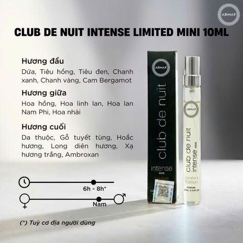 (Dubai) Nước Hoa Nữ Armaf Club De Nuit EDP 10ml