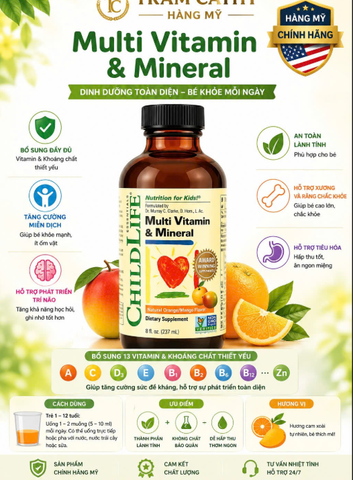 Vitamin Tổng Hợp Dạng Nước ChildLife 237ml - Hỗ Trợ Phát Triển Toàn Diện Cho Trẻ, Tăng Cường Sức Đề Kháng và Hệ Miễn Dịch