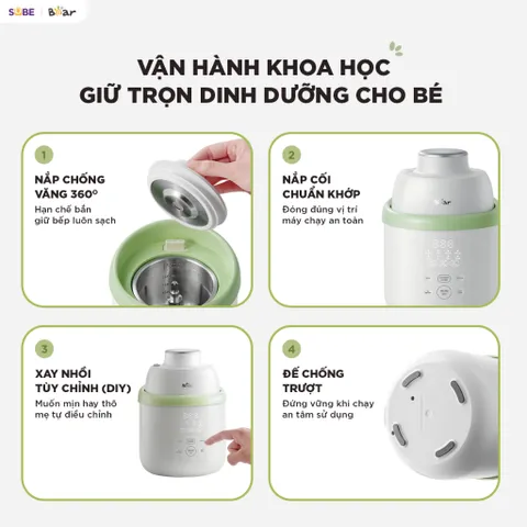 Máy xay nấu thức ăn 0.35L Bear BFM-045KN 733030
