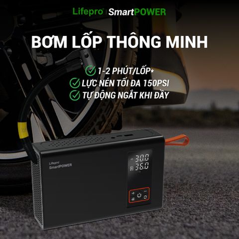 Máy bơm lốp ô tô kèm kích bình đa năng Lifepro SmartPOWER