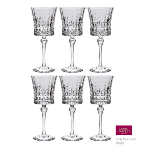BỘ 6 LY VANG PHA LÊ PHÁP CRISTAL D'ARQUES LADY DIAMOND 270ML