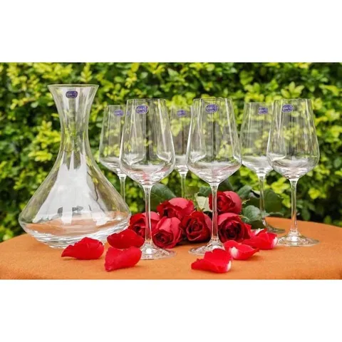 Bộ 6 ly kèm bình thở nguyên set Bohemia Sandra
