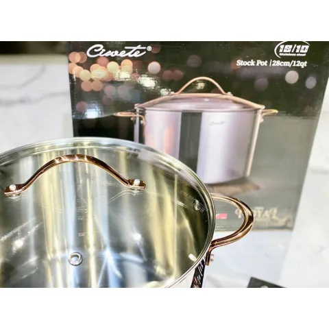 NỒI LUỘC GÀ INOX CIWETE ROYAL KNIGHT SERIES 28CM VUNG KÍNH