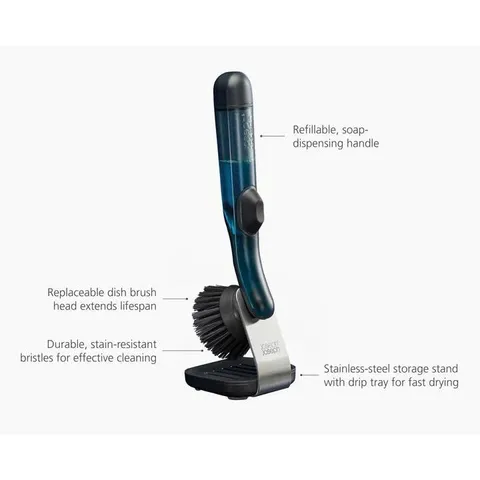 Bàn chải rửa chén Joseph Joseph 6500019 Sinktech có ngăn chứa xà phòng và chân đế