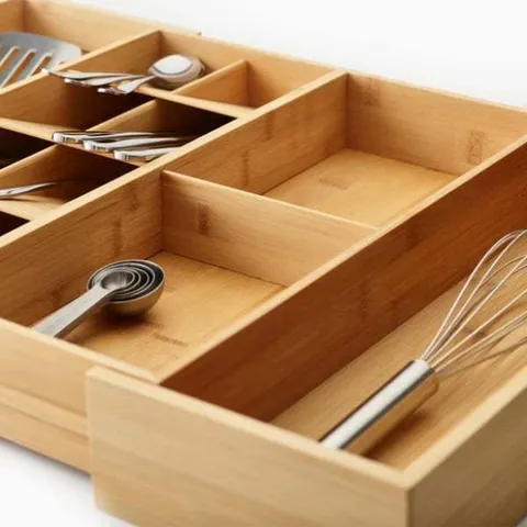 Bộ khay chia ngăn kéo để dao thìa dĩa Joseph Joseph 851696 DrawerStore™ Bamboo