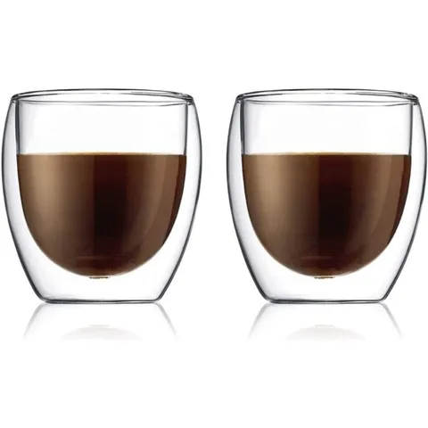 Bộ 2 cốc thủy tinh Bodum Pavina Double Wall Thermo-Glasses 250ml 2 lớp chịu nhiệt