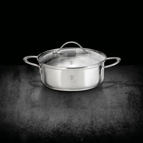 Nồi có nắp kính Berlinger Haus BH/6280 24cm - silver collection - dáng thấp