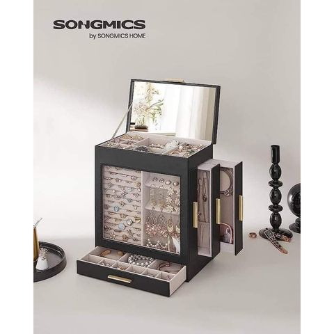 HỘP ĐỰNG TRANG SỨC, KÍNH MẮT 5 LỚP… CÓ NẮP KÍNH CỦA SONGMICS ĐỨC