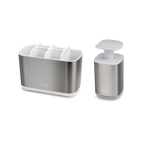 Bộ hộp đựng bàn chải đánh răng và bình xà phòng Joseph Joseph 70551, Inox