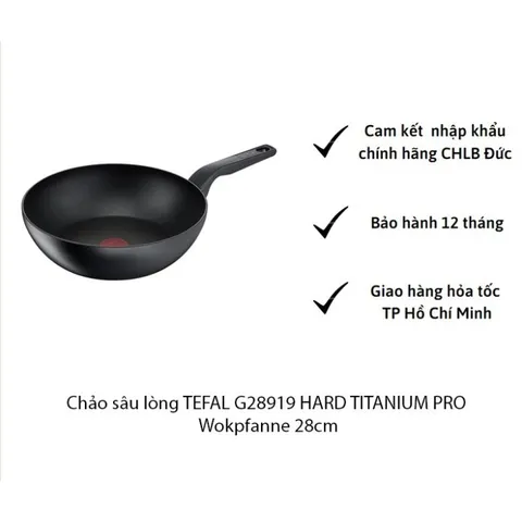 Chảo sâu lòng TEFAL G28919 HARD TITANIUM PRO Wokpfanne 28cm