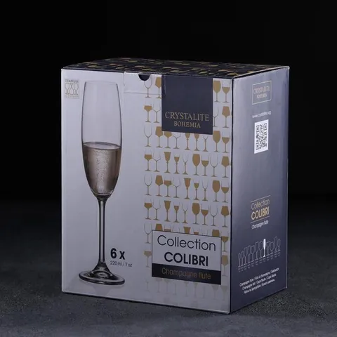 Set 6 Ly uống rượu vang trắng Bohemia Colibri 220 ml Champagne Flute 6pcs 734205