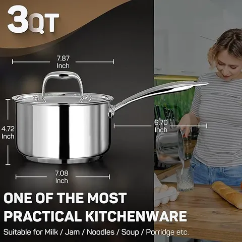 Quánh inox Ciwete saucepan with lid 18cm