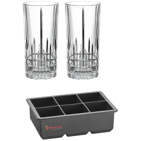Bộ 2 Cốc Pha Lê Và Khay Đá Spiegelau 4500279 Perfect Ice Cube