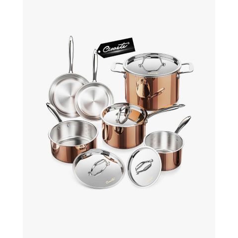 Bộ nồi inox cao cấp Ciwete 6  món màu đồng SS1503-10PC