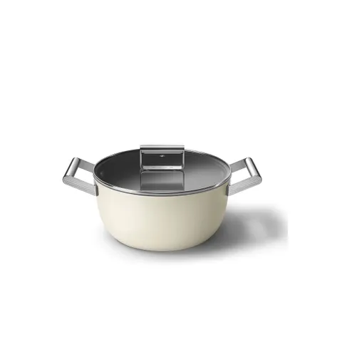 Nồi casserole SMEG CSF2412CRM 24cm màu kem (vung kính)