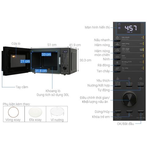 Lò vi sóng có nướng Electrolux EMG30D22BM 30 lít
