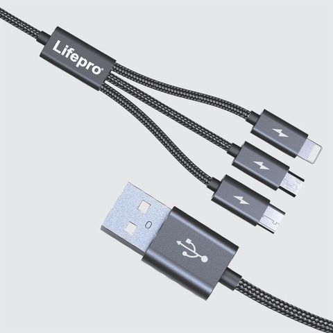Dây sạc điện thoại trên ô tô 3 in 1 Lifepro L906