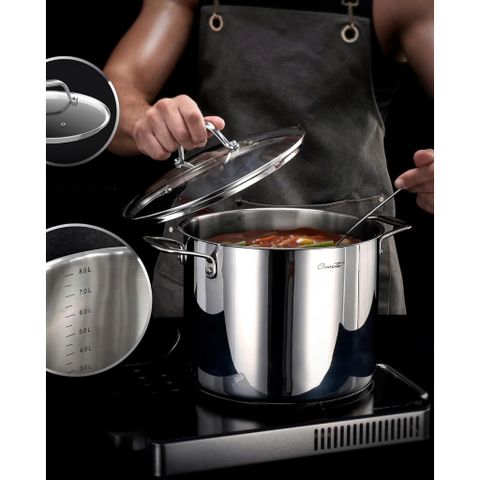 Bộ nồi inox Ciwete SS0103-11PC NEW-SS set 7 món ( 2 chảo inox, 1 quánh, 1 nồi chảo, 2 nồi, 1 xửng hấp)