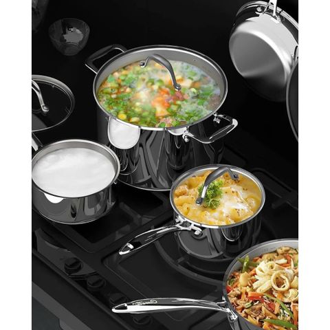 Bộ nồi inox Ciwete SS0101-10PC set 6 món Hàng Mỹ