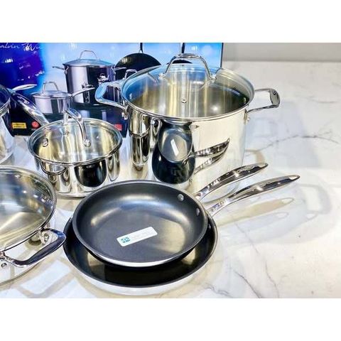 Bộ nồi inox Ciwete set 6 món (2 chảo chống dính, 1 quánh, 1 nồi chảo, 2 nồi)
