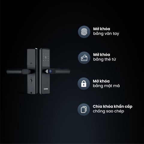 Khóa vân tay FSID 30KBL FASTER mở bằng sinh trắc học, app điều khiển, thẻ từ, mật mã