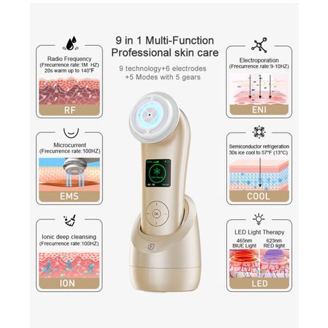 Máy nâng cơ trẻ hoá da 9in1 công nghệ nanoSkin Photon RF kết nối APP NanoTime F81E