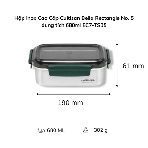 Hộp Inox Cao Cấp Cuitisan Bella nhiều dung tích