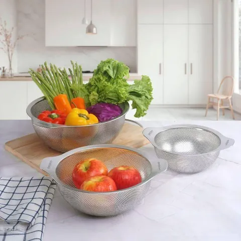 SET 3 RỔ INOX CÓ TAY CẦM GKÖCH MYDH0305 (kích thước 16cm, 20cm & 24cm) 735258