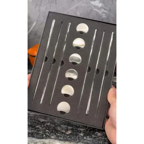 Set 6 đôi đũa inox 304 kèm 6 gác đũa hình vầng trăng Keller@Germany (màu vàng & bạc) 735318