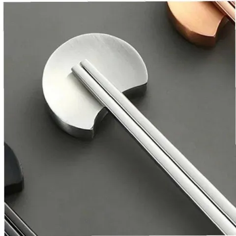 Set 6 đôi đũa inox 304 kèm 6 gác đũa hình vầng trăng Keller@Germany (màu vàng & bạc) 735318