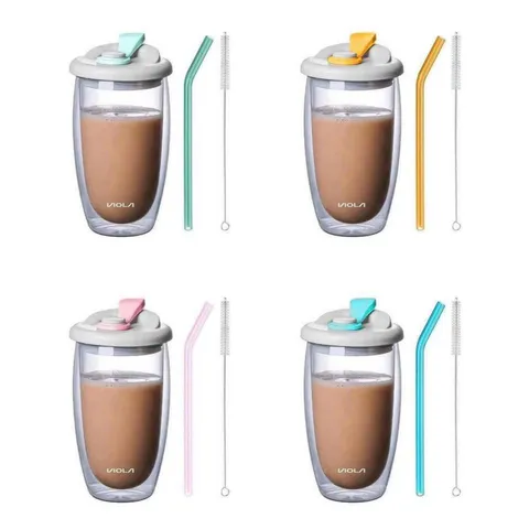 Set 4 Cốc Thủy Tinh 2 Lớp Cách Nhiệt Siêu Xịn VIOLA Bodium 735419