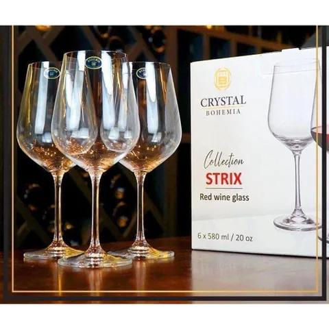 Bộ 6 Ly Rượu Vang Crystal Bohemia Strix 580ml