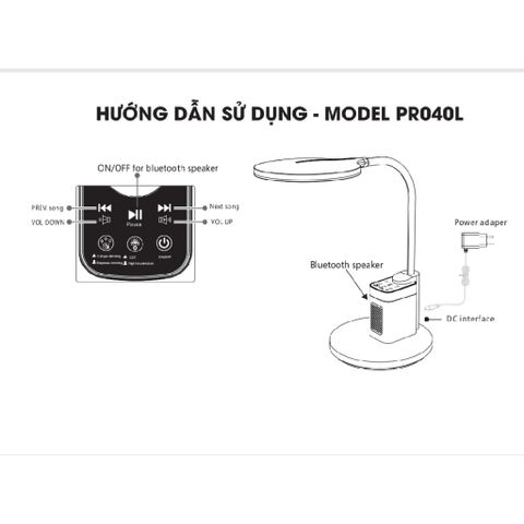 Đèn Bàn Chống Cận Thị Protex PR040L , Loa Bluetooth Nghe Nhạc