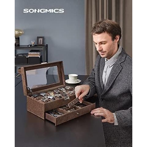 Hộp đựng đồng hồ da Songmics 2 tầng - Đẳng cấp châu Âu