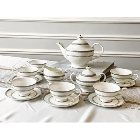 Bộ cafe sứ xương Imperial London bạch kim Anh (15 chi tiết)