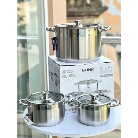 Bộ nồi 3 chiếc inox cao cấp 5 đáy GUME GMP19
