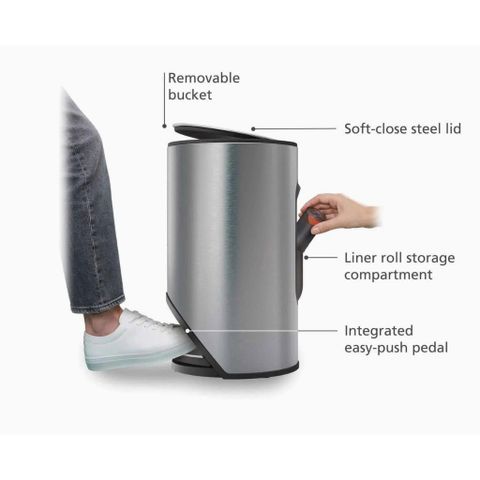 Thùng rác đạp Joseph Joseph ARC 10L BIN – STAINLESS STEEL 30152 màu inox 735866