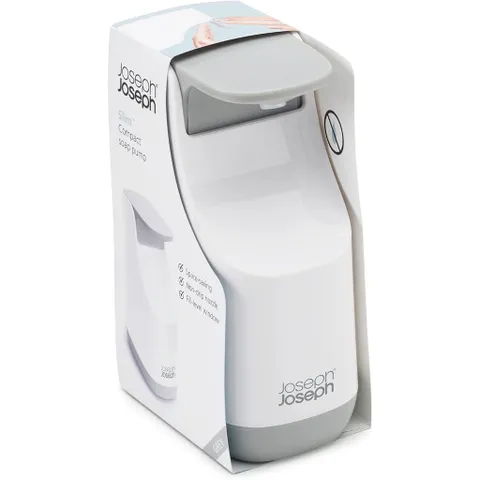 Bình xà phòng Joseph Joseph 70512 Slim Compact Soap Pump màu trắng xám