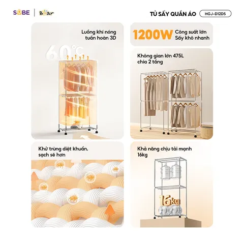 Tủ sấy quần áo Bear HGJ-D12D5