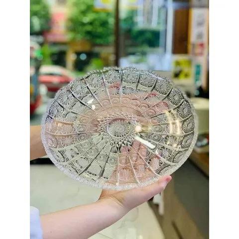 Đĩa pha lê mài Bohemia đường kính 35,5cm