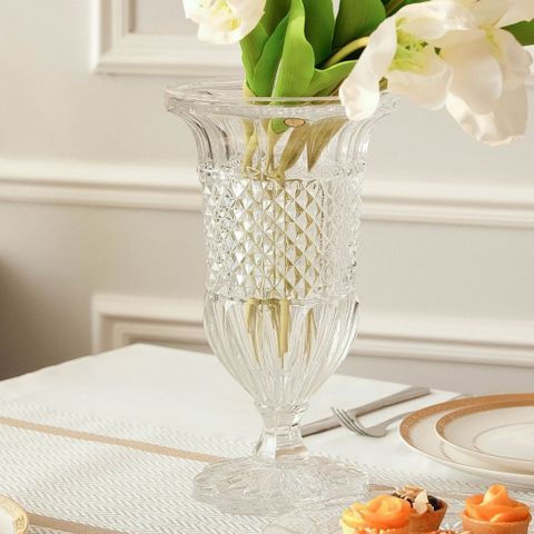 Bình hoa pha lê Bohemia Alexandria đế tròn cánh hoa 30cm