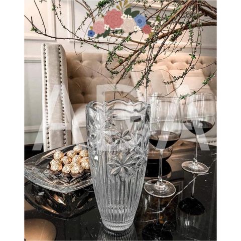 Lọ Hoa Pha Lê Crystalite Perseus Bohemia Bom Mài hoa thị